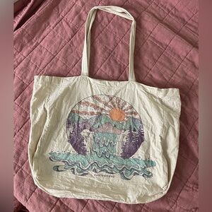 Earthbound Beige Tote with Scenic Print